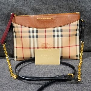 Burberry Haymarket Check Derby Peyton Crossbody Clutch Bag